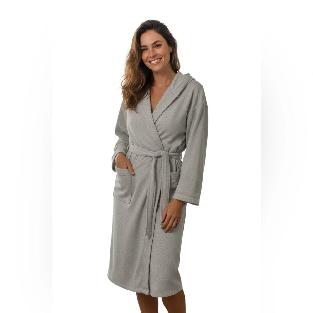 UNISEX HOODED BATHROBE SWEATSHIRT MATERIAL fleece lining Mothers Day gift sporty